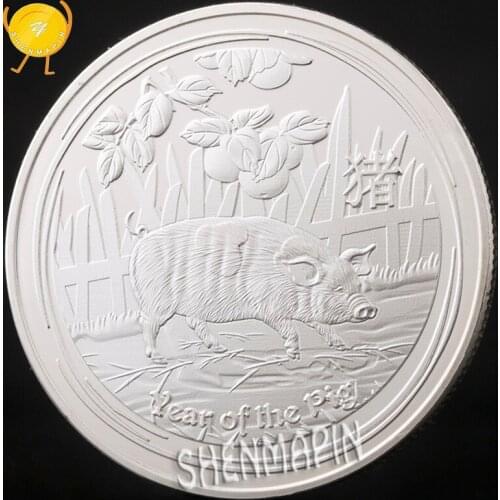 Pig Commemorative Coin Fu Lu Shou Xi Pig Coins Collectibles Zodiac Pig Challenge Coin Christmas Gift Home Decorations Art Coins