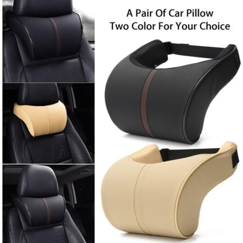 Auto Car Headrest Neck Rest Pad Cushion Car Leather Memory Cotton Pillow Safety Seat Support Pillows Car Styling Accessories