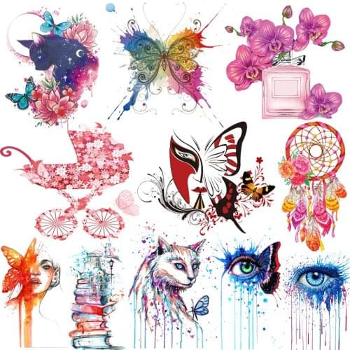 Prajna Butterfly Patch For Clothing Fashion Girls Ironing Color Eyes Iron On Heat Transfers Thermal Stickers On Clothes Applique