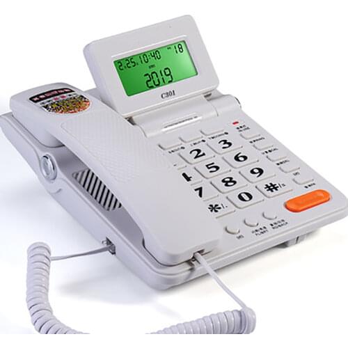 Big Button Corded Telephone Phone with Caller ID, Adjustable Volume, Calculator, Green Backlit, Dual Interface for Home Office