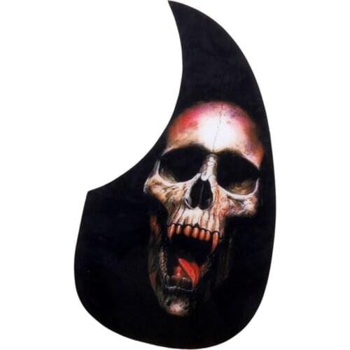 PVC Adhesive Pickguard Scratch Plate for Guitar -PVC Material Black with Skull Pattern Protect Guitar from Scratching