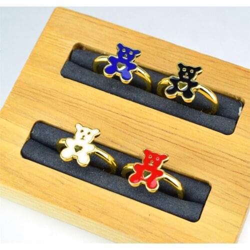Love Bear Adjustable Ring Fashion Jewelry High-end Electroplating Color Enamel Ring First Anniversary Gift Jewelry