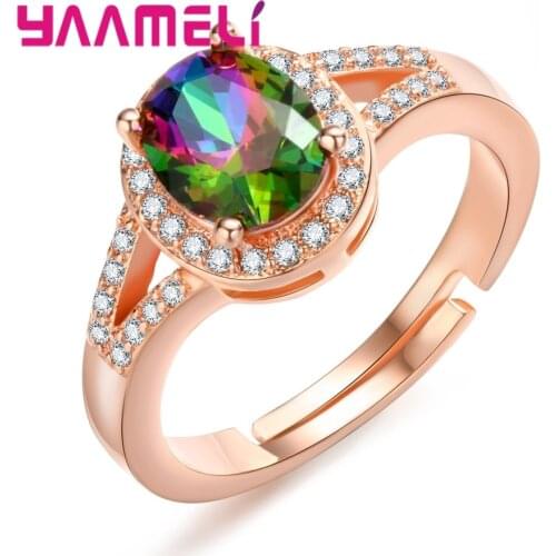 8 Designs 925 Sterling Silver Opening Adjust Wedding Band Ring for Men Woman Clear/Rainbow Mystic Cubic Zircon Party Accessoreis