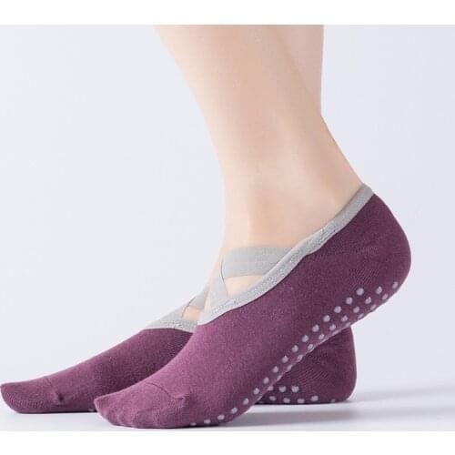 S006B Drop shipping Grey black light pink black Pilates Ballet Dance Cycling Anti Slip Bandage Cotton Sports Yoga Socks