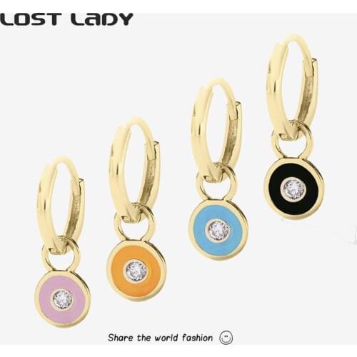 Lost Lady Small Round Drop Earrings Gold Color Women Hoop Earrings Vintage Cute Earrings Party Jewelry Girl Gifts Wholesale