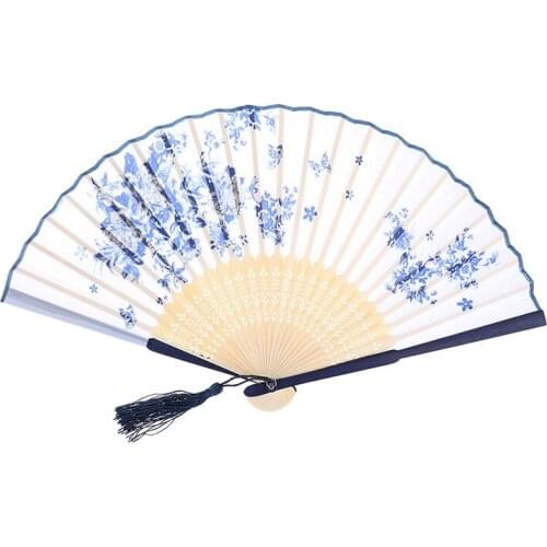 Silk Fan Chinese Japanese Style Folding Fan Home Decoration Ornaments Pattern Art Craft Gift Wedding Dance Hand Fan