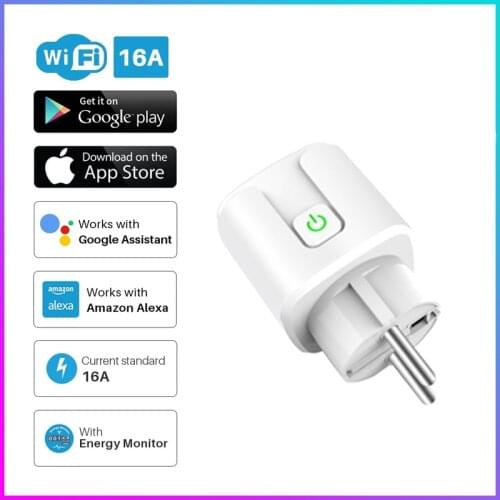 Smart Plug WiFi Socket EU 16A Power Monitor Timing Function Tuya SmartLife APP Control Works With Alexa Google Assistant