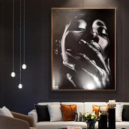 Modern Portrait Art Oil Painting Prints on the Canvas Wall Art Sexy African Woman Picture for Living Room Cuadros Decor Posters