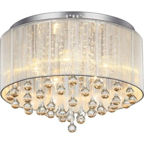 Modern Crystal Living Room LED Ceiling Light Wire Drawing Hanging Bedroom Restaurant Tear crystal Ceiling Lamp