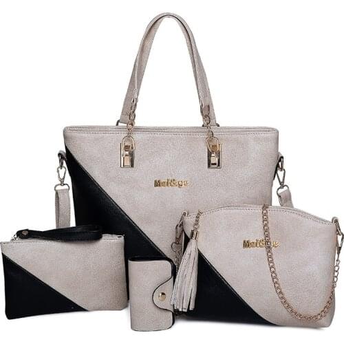 High Quality Large Capacity Women Pu Leather Handbags Tote Bags Fashion Ladies 4 Pieces Set Shoulder Bag Luxury Crossbody Bag