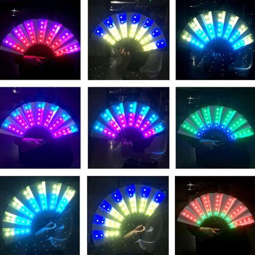 1pcs LED Fan Stage Show Glowing Light Up Color Changing Fan Birthday Party Gift Home Decor Night Club Fluorescent Props