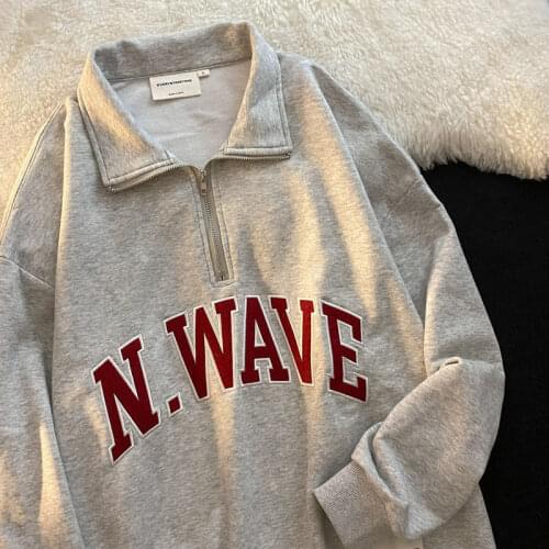 New Sweatshirt Women Loose Polo Collar Letter Printing Sweatshirt Women Top National Tide Sweatshirts Vintage Clothes for Teens