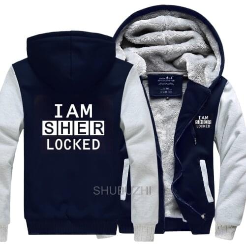 Sherlock hoodies men sweatshirts I Am Sher Locked movie fans shubuzhi spring winter fleece thicken hoodies men coat jacket