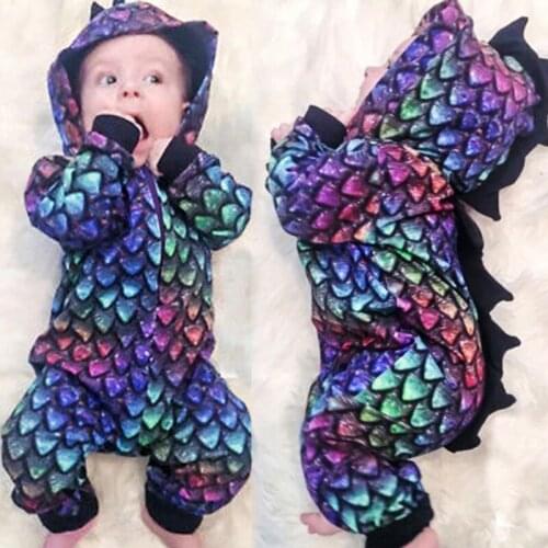 New Style Dinosaur Scales Spring Autumn Baby Rompers Cute Cartoon Infant Girl Boy Jumpers Kids Baby Outfits Clothes