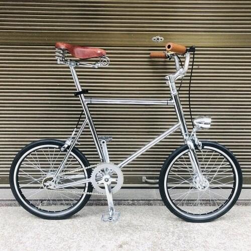 20 Inch Single Speed Vintage Bike Fixie Retro Sliver 46cm Frame Mini Bicycle With Light Double V Brake