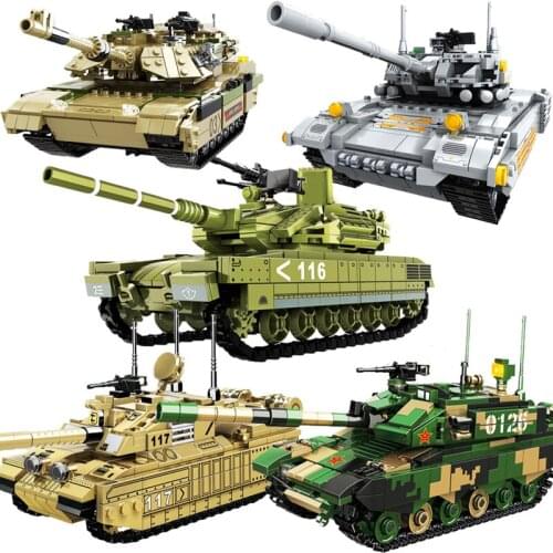 Military Merkava Main Battle MK-4 Challenger Tank Building Blocks Bricks Model Soldiers Figures Army Guns WW2 Toys for Children