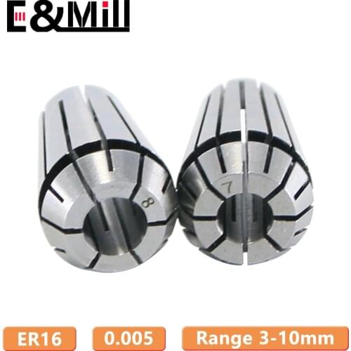 High Quality High Precision ER16 3~10mm 0.005 ER Spring Collet Chuck For CNC Milling Tool Holder Engraving Machine Lathe Mill
