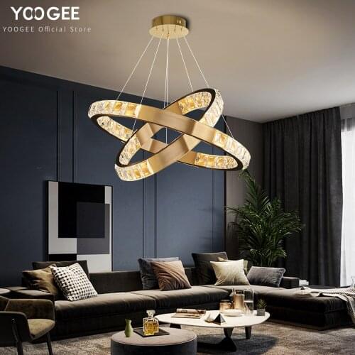 YOOGEE Modern chandeliers lustre cristal warm romantic bedroom led crown crystal chandelier lighting kitchen lamps