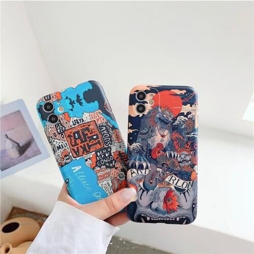 Funny Painted Unicorn Map Case for iPhone XR 11 Pro Xs Max Silicon IMD Soft Cover for iPhone 7 8 Plus Cases Coque