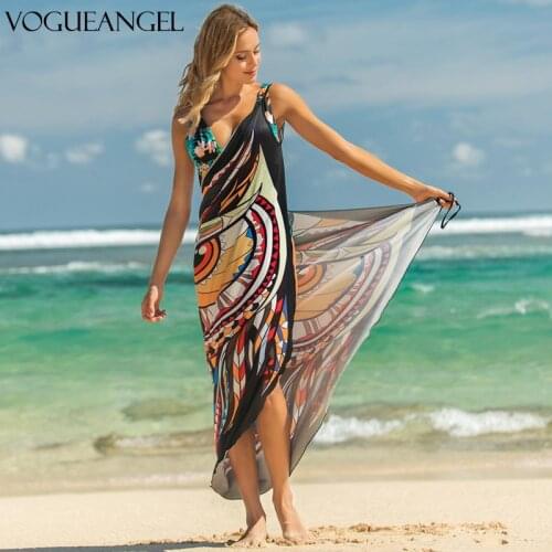 2021 Beach Dress Printed Animal Print Wrap Slip Tunic Summer Women Tunic Cover Up Bikini Wrap Dresses Towel Backless Swimwear