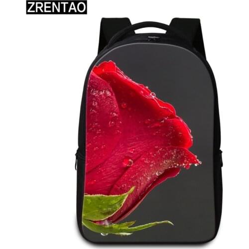 ZRENTAO 3D flower print backpack laptop backpack teens boys girls female traveling bags fashion accessories mochilas book bags