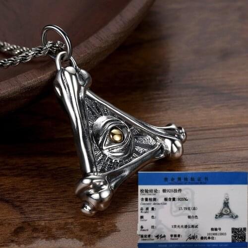 100% real S925 solid sterling silver Gods eye eye-opening pendant mans pendant