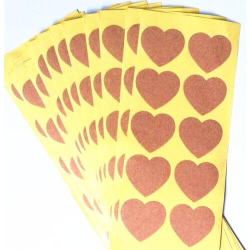 100 PCS/lot Vintage Romantic Heart Design Kraft Paper Seal Sticker For Handmade Packaging Label DIY Self-adhesive Stickers