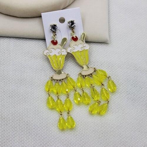 2017 Europe and the States fashion exaggerated ice cream wild color beaded tassel earrings female 1037