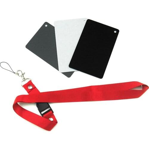 30set/lot New 85x54mm Camera 18% White Black Grey 3 in 1 Balance Card 3.4x2.2" with Strap for DSLR Canon Nikon Photography