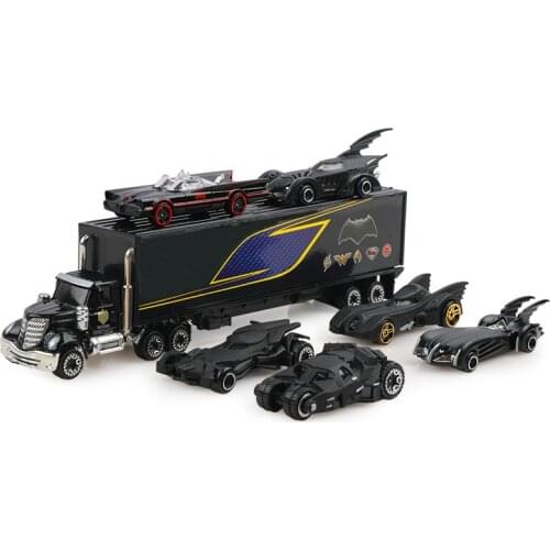 7pcs / Set Alloy Chariot Set Die-cast Car 3: 169 Truck Model Classic Car Toy with Container Truck Child Suit Trolley Toy Gift