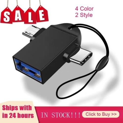 2-in-1 Type-C Micro USB OTG Adapter For Android Huawei USB 3.1 Data Transmit Converters For Tablet Hard Disk Drive Phone