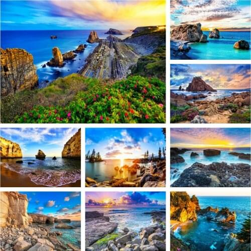 5D DIY Diamond Painting Golfe De Gascogne Landscape Pictures Of Rhinestones Embroidery Seaside Mosaic Cross Stitch Home Decor