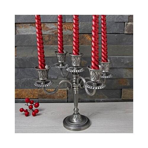 Antique tin 5-branch plated embossed wedding centerpiece candelabra candlesticks candle holder home/wedding decoration ZT063