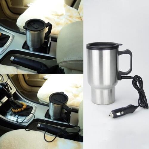 Car Based Heating Stainless Steel Cup Kettle 12V Travel Coffee Heated Mug 450ML