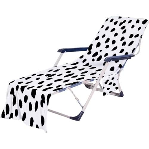 Boho Colorful Leopard Print Beach Chaise Lounge Chair Cover with Side Pockets No Sliding Microfiber Quick Dry Bath Towel