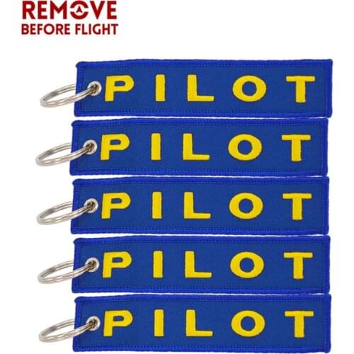 Pilot Keychain Key Ring Blue Embroidery Key chains Remove Before Flight OEM Key Fob Tag Label for Aviation Gift Jewelry Keyrings