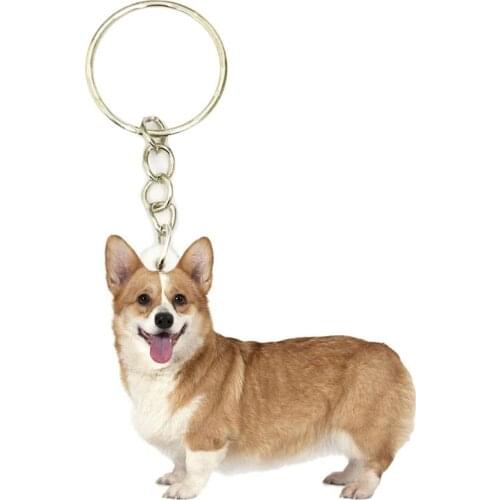Corgi Dog Acrylic Cokey Dogs Keyring Fashion cute charms Keychains Men Key Chain Ring Boyfriend Gift Gifts for Women Keyring