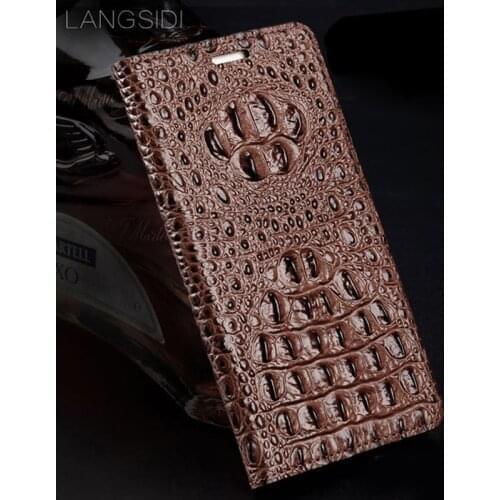 LANGSIDI genuine leather flip Wallet Wholesale for Huawei p30 lite case Crocodile back texture For Nova 3 4 handmade phone case