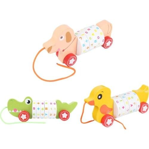 Wooden Kid Hand Car Baby Parent-child Animals Colors Educational Puzzle Game Toy Smooth Round and without Burrs Safety