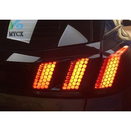 For Peugeot 3008 3008 GT 3008GT 2016 2017 2018 Car Accessories Rear Tail Light Lamp Honeycomb Protector Sticker 1SET