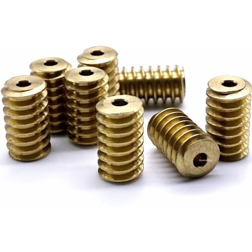 2PCS 0.5M Copper Worms Gear DIY Motor Shaft Gear Outer-diameter 6/7mm Length 10/12mm Hole-diameter 1.98/2.3/3mm