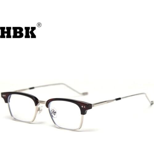 HBK Fashion Small Square Eyeglasses TR Frame Women Men Blue Light Blocking Metal Computer Reading Glasses High Quality UV400