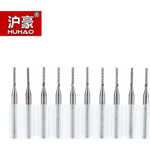 HUHAO 10pcs/lot Shank 3.175mm Carbide Tungsten Corn End Mill Cutter PCB Dense Blade Milling Bits CNC Router Bits 0.8mm-1.6mm