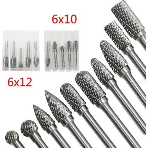 12mm 10mm Shank Tungsten Carbide Rotary Burr Milling Cutter Tool Double Diamond Cut Rotary Dremel Electric Grinding Tools