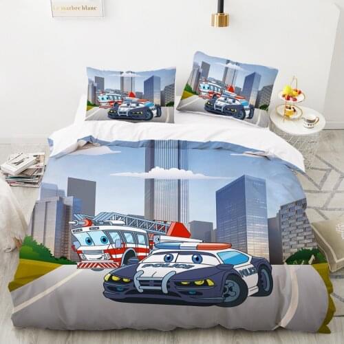 Car Cartoon Kids Bedding set for children baby girls Duvet cover set pillow case Bed linens Quilt cover 240x220 140x200 police