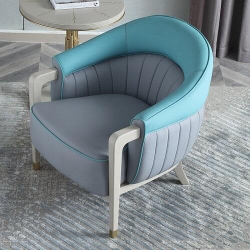 Baijiahui American solid wood leather art single sofa living room tiger chair European light luxury leisure