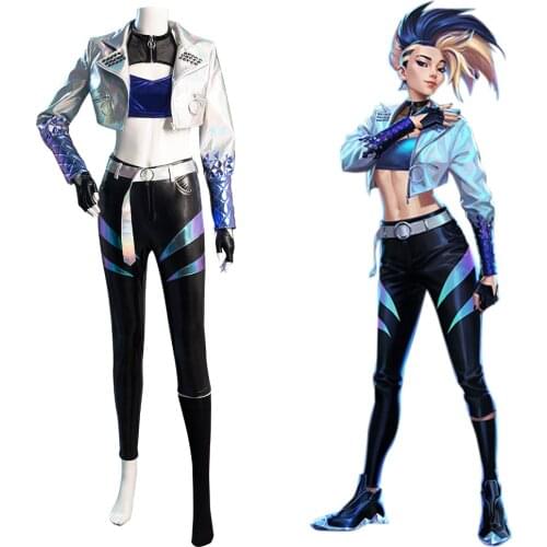 LOL KDA Groups Akali The Rogue Assassin Cosplay Costume Coat Vest Outfits Halloween Carnival Suit