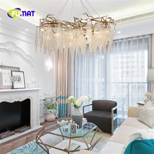 FUMAT American Country Chandelier Postmodern Hotel Duplex Floor Living Room Dining Room Bedroom Copper Creative