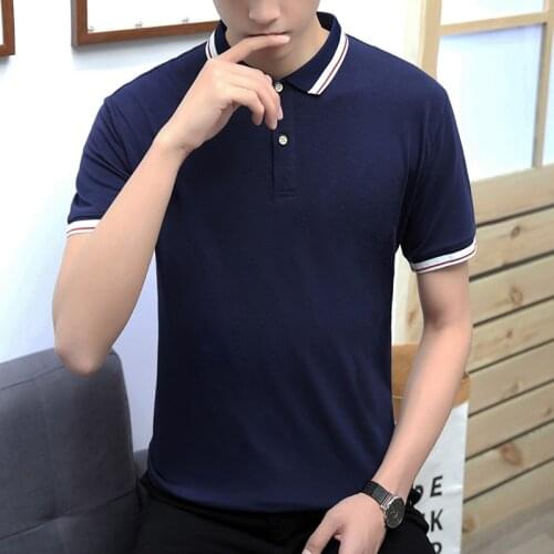 Mens lapel T-shirt polo shirt mens short-sleeved summer business casual clothes half-sleeved tooling custom