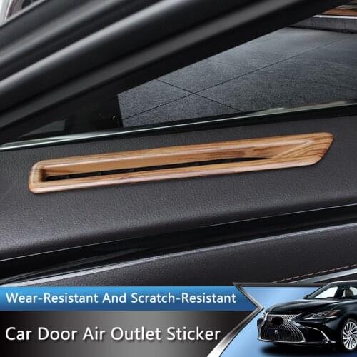 QHCP ABS Car Door Air AC Outlet Vent Cover Trim Stickers Molding Wood Grain Carbon Fiber Style Fit For Lexus ES200 260 300H 2018